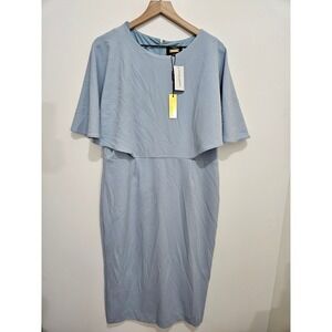 Alexia Admor Womens Light Blue Capelet Sheath Dress D3996 XL NWT